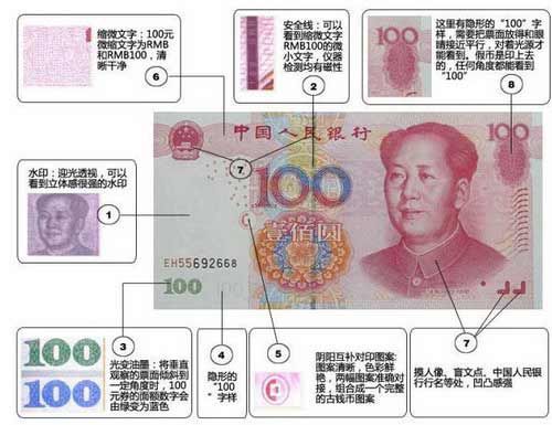 新版假钞来袭:假币毛主席像左眉毛与眼睛相连接