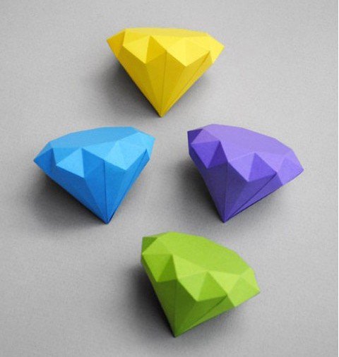 精美的钻石折纸DIY图解 立体钻戒的折法